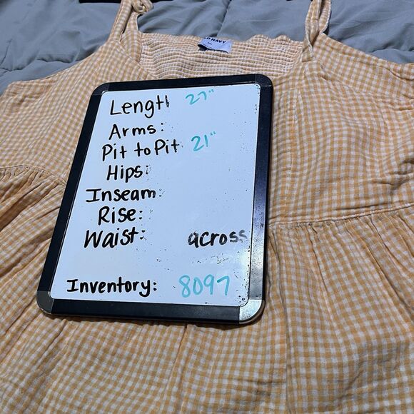 Old Navy Checker Tie-Shoulder Blouse Size XXL Gold Smocked Gingham Cami Swing - Picture 9 of 9